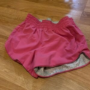 Pink and blue and white reversible shorts